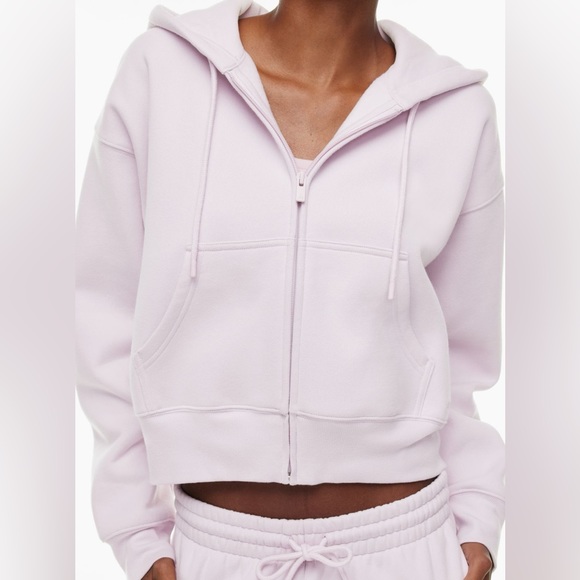 Aritzia TNA Terry Fleece Boyfriend Boxy Zip Up Hoodie Lilac Sugarplum 
Size M - Picture 3 of 10